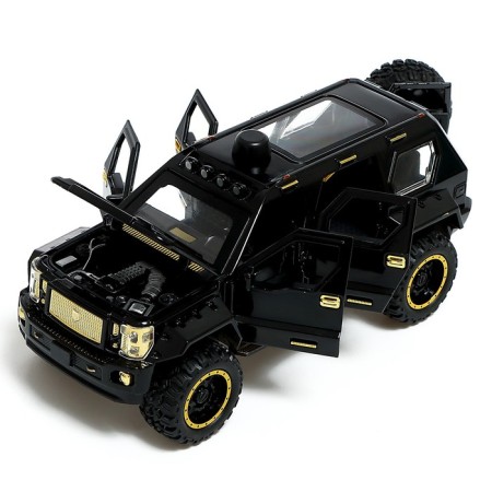 Metal jeep, 1:24, Doors, hood, trunk, inertia, black color open-5