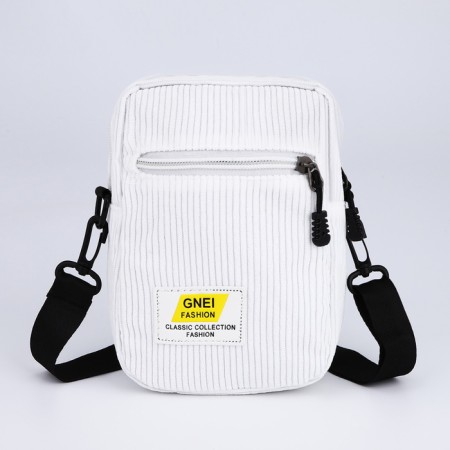Youth bag with a zipper, white color