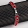 Bracelet with rhinestones "Northern Lights" snake, red color in silver, 18 cm
