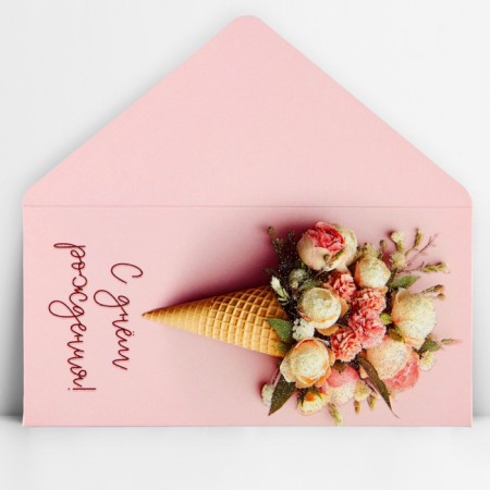 Money envelope "Happy birthday", bouquet, glitter, 16.5 x 8 cm-1