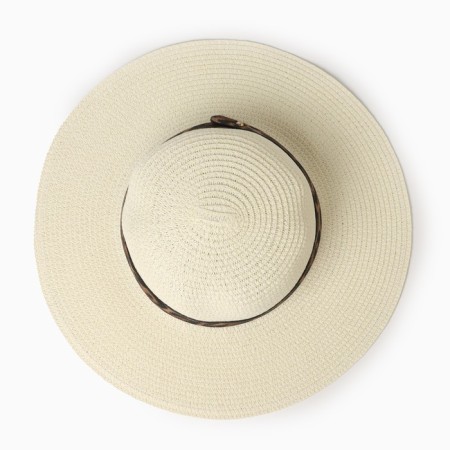 Women's hat with a leopard strap minku Milk color, river 58-1