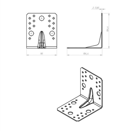 Saver -reinforced corner 105 x 105 x 90 x 2 mm, Gots,-1