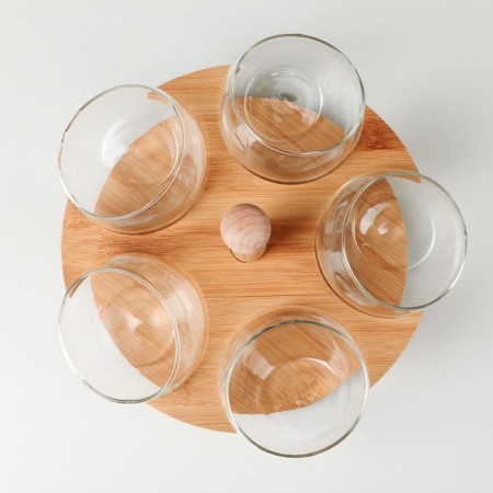 A set of glass salad bowls on a stand, 95 ml, size 23 × 13 cm-6