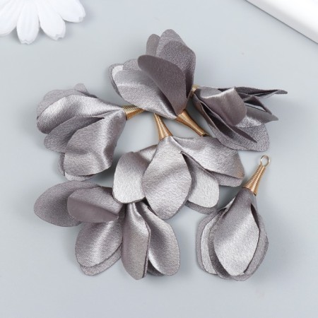 Decor for creativity textiles "Bun, noble gray" set 6 pcs 6 cm-2