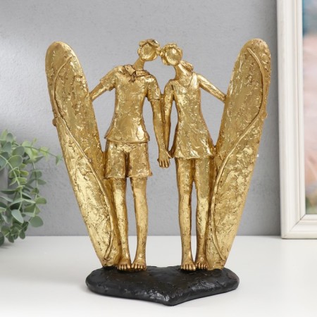 Polystone souvenir "Matter surfing" gold 26x23.5x12.5 cm