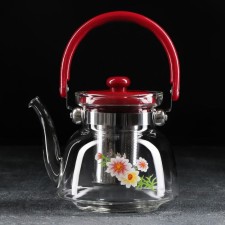 Glass teapot with metal sieve 
