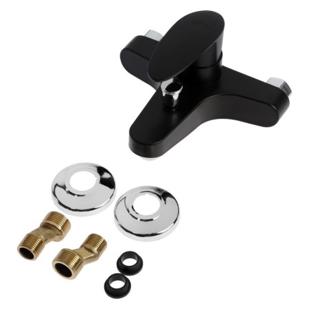 Bath mixer Zein Z3676, single-leaf, without shower set, ABS plastic, black-8