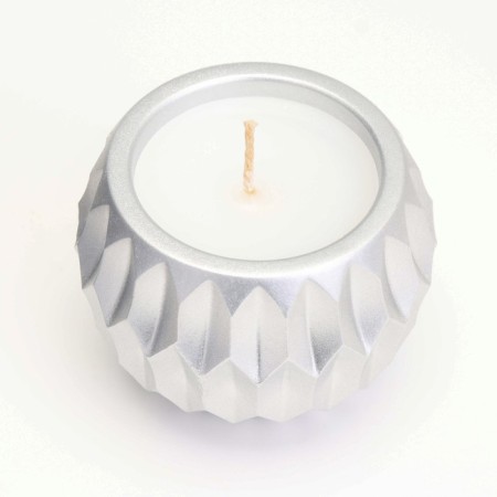 Candle "Shar" in a candlestick with sharp faces of gypsum, 7x6cm, silver-2