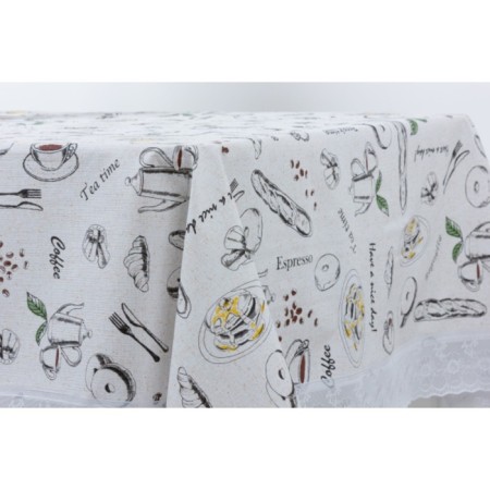 MEIWA tablecloth, oval, 132 x 178 cm, beige color