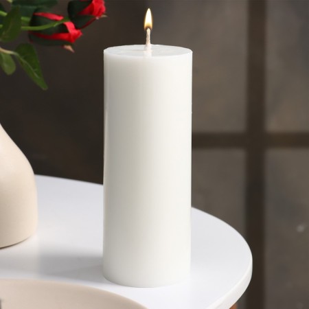 Candle-cylinder smooth, 7x15cm, white, 24 hours