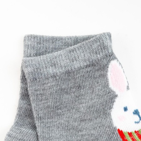 Children's socks "Bunny with a scarf" Gray color, rr 12-14-2