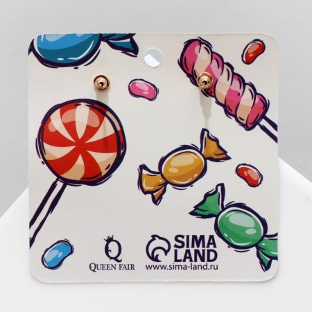 Earrings "sweets" with stars, white-green in gold-3