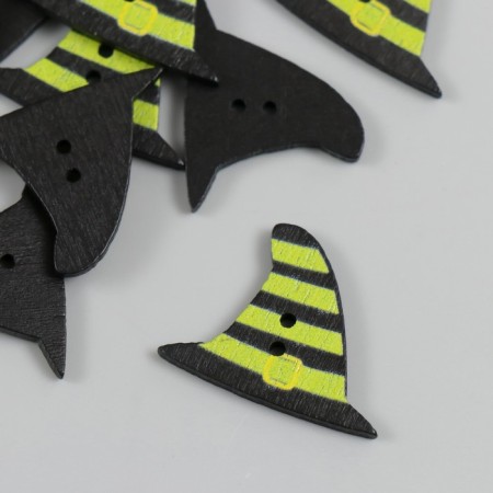 Buttons wood for creativity 2 punctures "witch cap" set of 15 pcs 2.4x2.9 cm