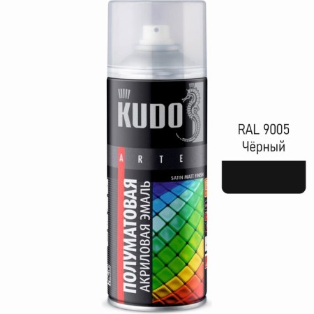 Aerosol paint enamel kudo universal acrylic Satin RAL 9005 Black 520 ml