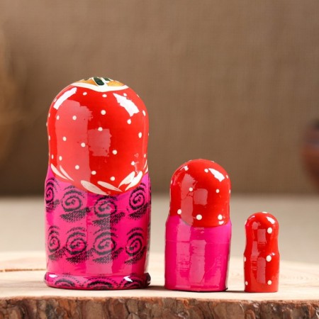 Matryoshka 3 puppet "Katya" berries, 11cm, manual painting.-5