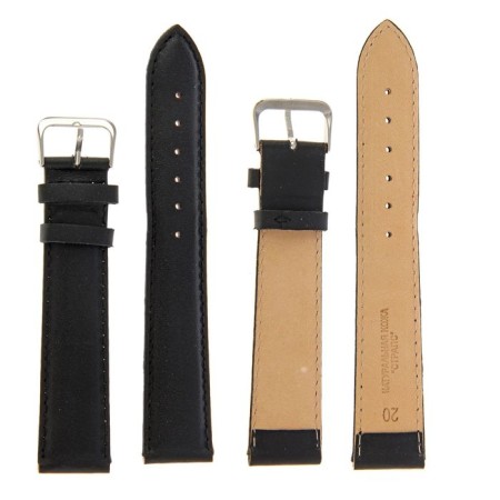 Watch strap, male, 20 mm, harness 90 mm, larynx 125 mm, black, elongated-1