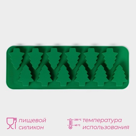 Baking uniform “Christmas tree”, silicone, 32.5 × 11.5 cm, 12 cells, green color-1
