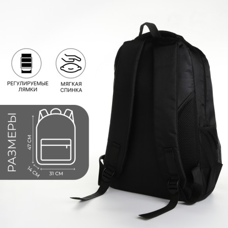 Youth backpack with a zipper, 4 pockets, black color-1