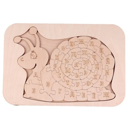 Wooden puzzle alphabet. Coloring "Snail"