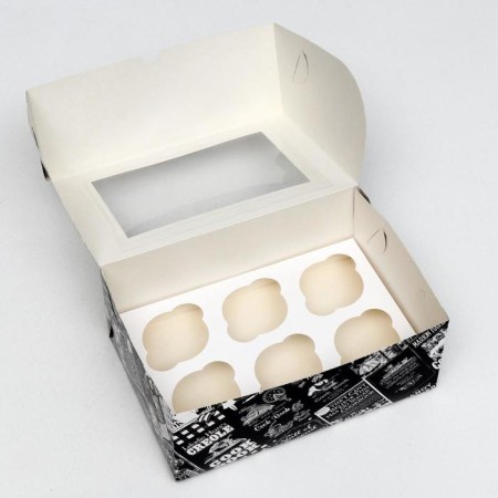 Packaging for 6 cupcakes with the window "Cook Book", 25 x 17 x 10 cm-3
