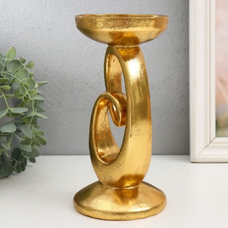 Polystone submission for 1 candle "loop" gold 10.5x10.5x20.5 cm-3