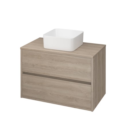 The built -in sink Cersanit Crea 35, Square, on the countertop, white-3