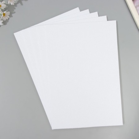 A set of glitter foamiran (5 sheets) 2 mm, 20x30 cm, white