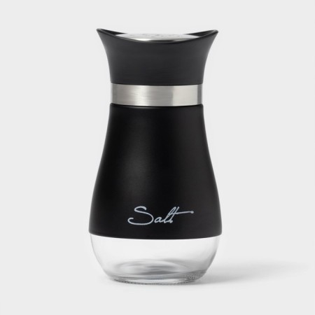 Glass Solonka "Shine", 5.5 × 5 × 11 cm, black color, inscription mix-1