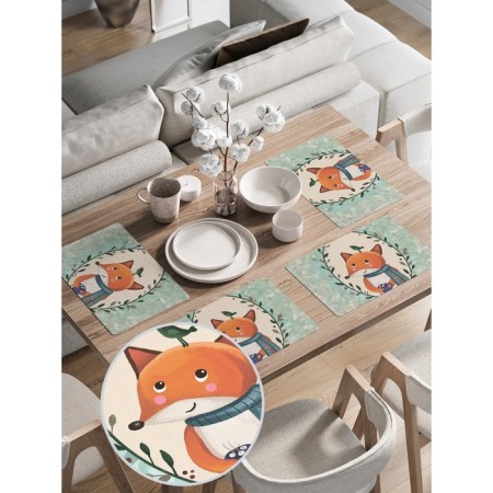 A set of napkins for setting the Table "Fox and Bird", rectangular, rounded edges, size 30x46 cm, 4 pcs-1