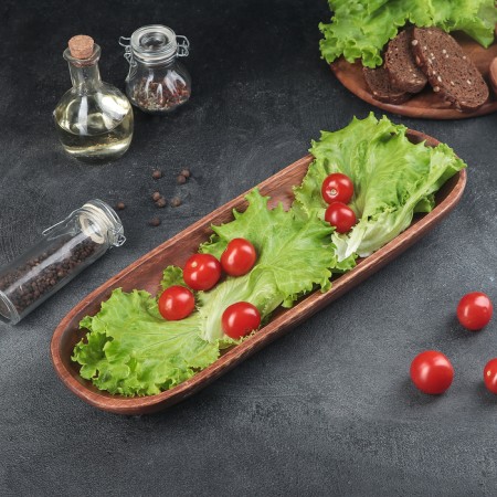 Symphony dish, 40 × 14 × 4 cm, acacia
