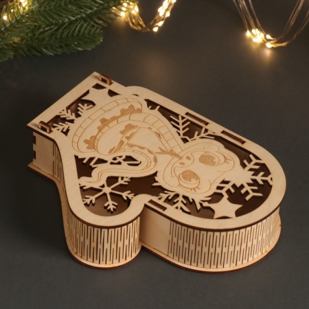 New Year's Basket-Warehouse "Snake and Snowflakes" 21x16x5 cm-3