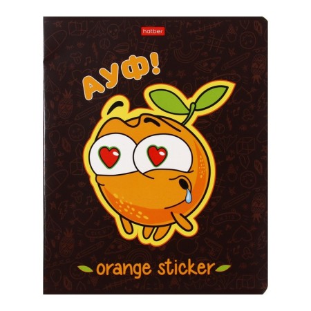 Notebook A5, 48 sheets in the orange mood cage, covered cardboard, selective varnish, rounded corners, block 65, 5V, mix-2