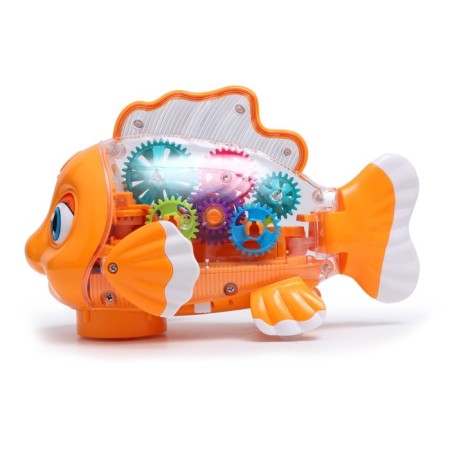 Lifting fish, light and sound, works from batteries, orange color-1