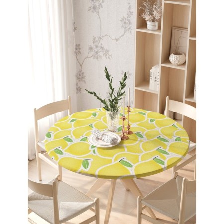 The tablecloth “Lemon canvas”, round, oxford, elastic band, size 140x140 cm, diameter 105-120 cm-2