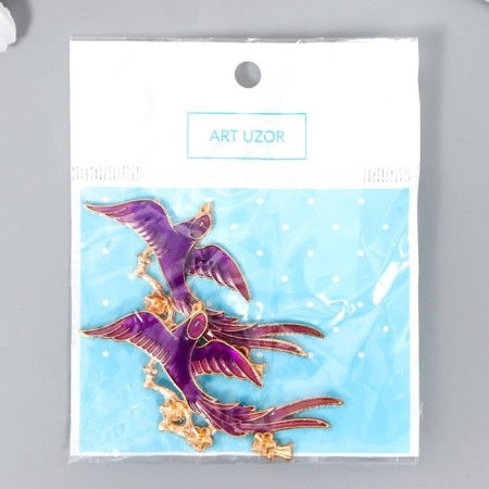 Decor for creativity Metal "Fenix" enamel, gold 2.9x5.6 cm-3