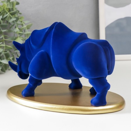 Polystone souvenir "Blue rhino on the stand" FLCA 12.8x22.5x13.5 cm-4
