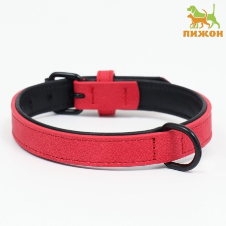 A collar with a remote ring "Mona", 42 x 2 cm, scarlet