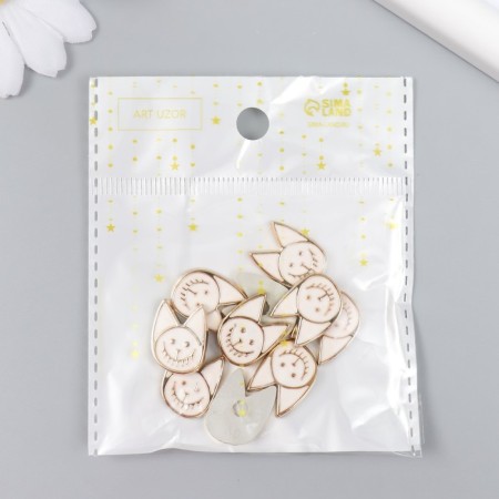 Decor for creativity Plastic "White Cat" gold 0.3x1.4x1.8 cm-3