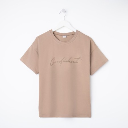 Women's T-shirt Minaku "Confident" Beige color, river 52-3