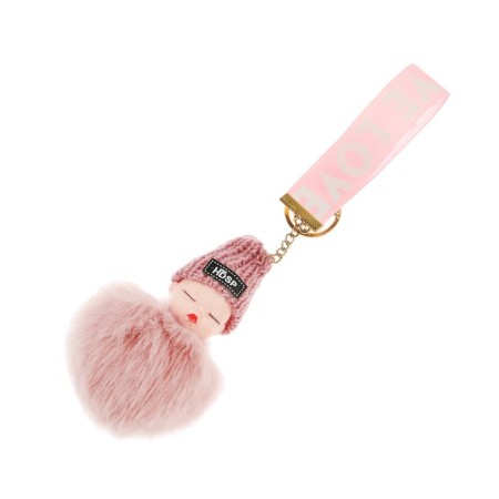 Key keychain, fluffy doll, 10 × 8 cm-3
