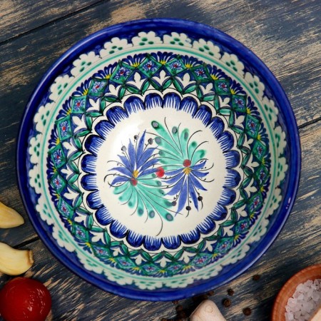 Rishtan ceramics "patterns" 15.5 cm, medium, blue mix-1