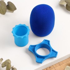 A set of accessories for the Music Life microphone: wind protection, rings, blue, d-3.7 cm