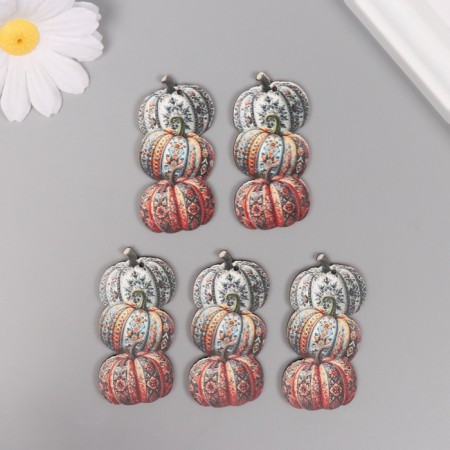 Decor for creativity wood "Three patterned pumpkins" 5.4x3.3x0.3 cm-2