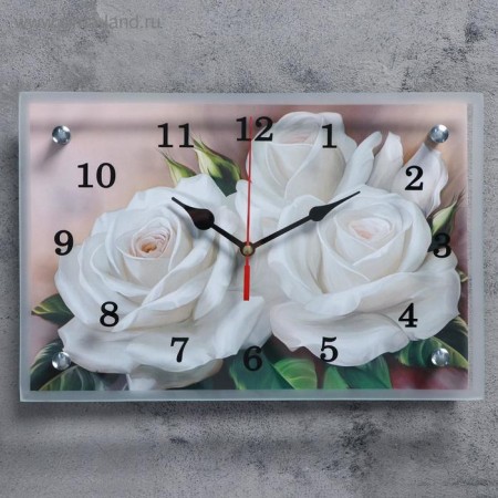 Carty clock is wall-mounted, interior "roses", silent, 30 x 20 cm
