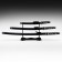 Suv. Product Katana 3V1 on a stand, scabbard wood, black gloss 54/81/100cm, hilt mix