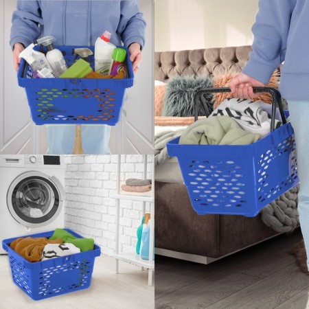 Plastic consumer basket, 20 l, 2 plastic handles, blue color-2