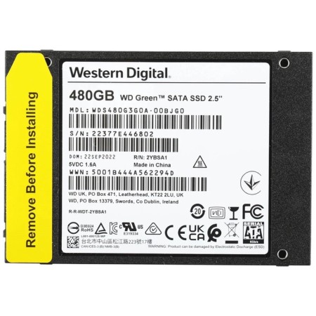 SSD 2 "Green 480 GB SATA III WDS480G3G3G0A-1