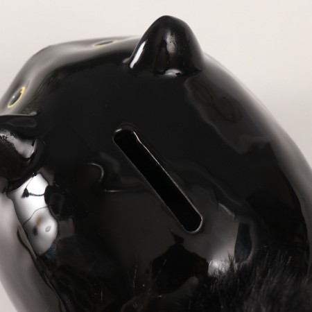 Piggy bank Ceramics "Black kitten with a fluffy tail" 11x9x15 cm-4