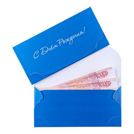 Money envelope "Happy Birthday!" SOFT-Tach, Blue Background, 8.3 x 16.2 cm