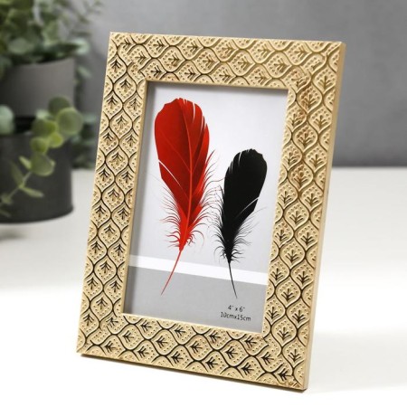 Photo frame plastic 10x15 cm "Golden leaves on beige" 18.5x13.8 cm-1